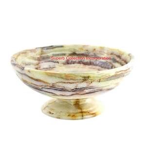 Handmade màu xanh lá cây <span class=keywords><strong>Onyx</strong></span> Đá Cẩm Thạch trái cây bát với đá tự nhiên trang trí trung tâm cho nhà bếp truy cập & Bàn Ăn Bát - Product Image 1