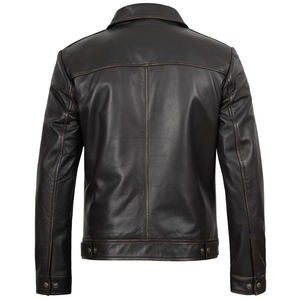 Wholesale Custom Solid Color Casual Wear Sheepskin Leather Jacket for <b>Men</b> Streetwear New Fashion Comfortable Windproof Jackets - Product Image 2