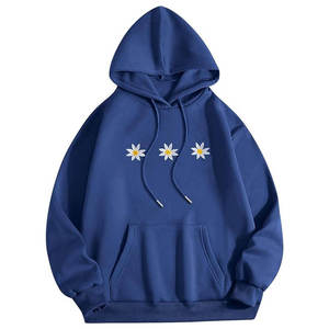 Pull à capuche zippé en coton mélangé épais Impression graphique personnalisée Basics d'hiver Sweats à capuche unis teints et fabriqués - Product Image 2
