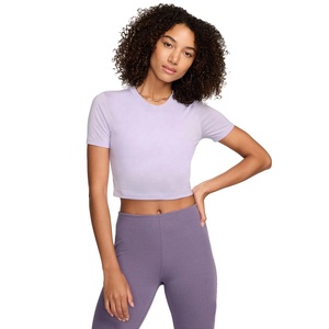 Vente de gros Top court de fitness sans couture pour femmes, vêtements de yoga respirants à manches courtes avec logo personnalisé pour l'été - Product Image 1