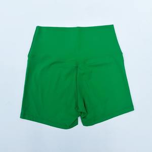 Pantalones cortos de Yoga transpirables sin costuras con logotipo personalizado para mujer, respetuosos con la piel, gimnasio, deporte, entrenamiento físico con patrón sólido de cintura media - Product Image 4