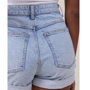 Shorts Vaqueros de Mezclilla para Mujer, Estilo Casual, Cintura Media, Ajustados, Lavado Claro, Transpirables, Diseño Desgarrado, Cierre de Cremallera, Personalizados, Talla Grande - Product Image 3
