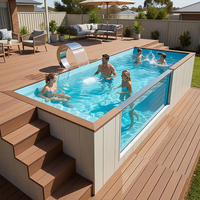 Piscine hors sol en fibre de verre avec cascade, certifiée CE, pour zones en pente, usage commercial et familial dans les jardins.