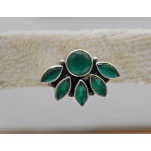 ต่างหูเงินสเตอร์ลิง925สตั๊ดมีเพชรสีเขียวพลอยโอนิกซ์สีเขียวแท้เครื่องประดับโอนิกซ์ - Product Image 5