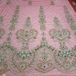 Meilleur prix 100% Polyester tissu perlé de luxe avec Zircon fait à la main fournisseur indien vêtements faisant tissé et motif de maille - Product Image 1