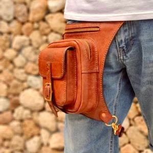 Logo personnalisé LLB-0005 cuir jambe étui Vintage moto motif cuisse sac fermeture éclair taille ceinture modèle multi-fonctionnalité - Product Image 6