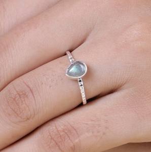 Labradorite Gemstone Ring Solid 925 Sterling Silver Pear Shape Labradorite Gemstone Rind Handmade Cabochons Jewelry <b>Supply</b> - Product Image 1