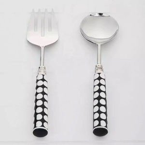 Excellent Quality Salad Server Wooden Handle Stainless Steel Spoon Fork Set <b>Cookware</b> Tableware <b>Kitchen</b> Tools Silverware Cutlery - Product Image 5