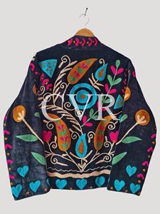 Hand Embroidered Floral Coat Full Sleeve Bohemian Style Turn-<b>down</b> Collar Cotton Outerwear for Women Spring Casual - Product Image 6
