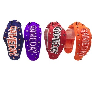 RAMS Game Day Collection for Girls Hand Embellished Seed Beaded Hairbands Topmost Knotted Accessories for Stylish Sports Fan - Product Image 6