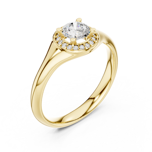 Bague de fiançailles en diamant halo taille ronde avec sertissage classique à griffes |   Bijoux de mariée sur mesure de la meilleure qualité - Product Image 5