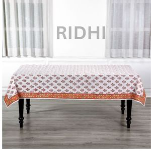 Mantel de algodón con estampado de bloque de mano indio, mantel floral con pétalos besados por el sol, diseño de borde, mantel para eventos de boda, casa de campo - Product Image 3