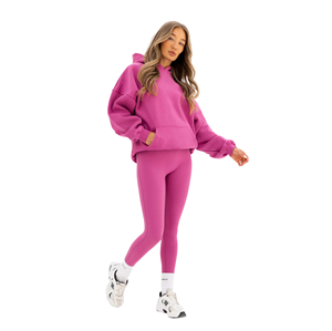 Sudadera con Capucha Oversize para Mujer, Rosa Suave, 50% Algodón 50% Poliéster, Estampado Personalizado, Estilo Urbano, Hombro Caído, Ajuste Relajado, con Emblema - Product Image 4