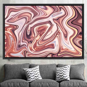 Toile imprimée : Art mural abstrait moderne en marbre rose - Design plat, TOILE ENCARTÉCHÉE NOIRE - Product Image 1