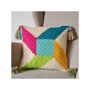 Cojín Redondo de Algodón con Pompones Rojos, Cojín Grueso de Tatami para Sofá, Decoración para Dormitorio u Oficina - Product Image 2