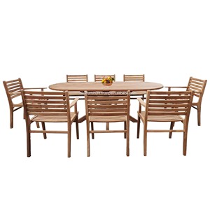 Modern Style Teak <b>Wood</b> Patio <b>Garden</b> Furniture Lightweight <b>Chairs</b> with Oval Dining <b>Table</b> for Hotel Usel From Indonesia - Product Image 1