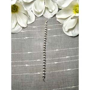 Navajo-Made 8mm Sterling <b>Silver</b> Link <b>Bracelet</b> Strung Ball Shape Pattern - Product Image 2