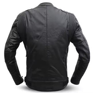 Blouson universitaire homme personnalisé en cuir véritable à col montant, uni, avec fermeture éclair, pour l'hiver – Vente en gros - Product Image 2