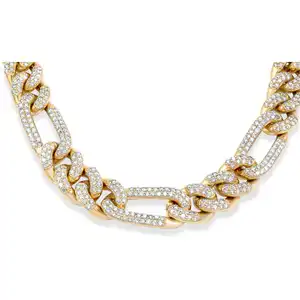 Bijoux de chaîne en or blanc massif avec diamants cubains Chaîne de collier à maillons cubains glacés Chaîne de hip-hop Mode 6mm Collier en argent ou en or