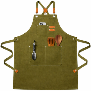 Tablier en coton de haute qualité avec logo personnalisé, pour cuisine, chef, barista, barbecue, jardin, brodé, résistant à l'eau, tendance - Product Image 6