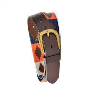 Mejor 2025 nueva llegada hecho a mano 100% genuino vaca ocultar Polo cinturón estilo Casual cuadrado personalizado alta calidad bordado hecho Pakistán - Product Image 5