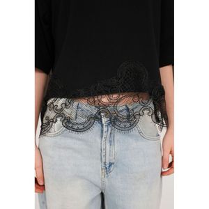 Camiseta al por mayor con cuello redondo y detalles de guipur - [object Object] - Product Image 4