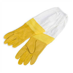 Guantes de apicultor de cuero de cabra con lona, tamaño XL, manga larga, forro de algodón, guante protector de trabajo de piel de oveja y abeja - Product Image 2