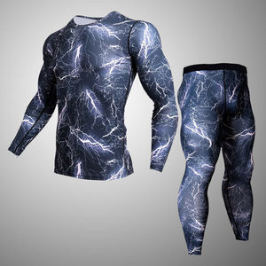 GAF Vente flash Ensemble de vêtements de sport pour homme, compression, gym, rash guard, manches longues/courtes, leggings, logo personnalisé, respirant, imprimé sportif - Product Image 5
