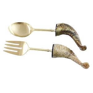 Juego de servidor de ensalada de acero inoxidable Premium con elegantes asas decorativas hechas a mano para una cena elegante, vajilla entretenida - Product Image 1