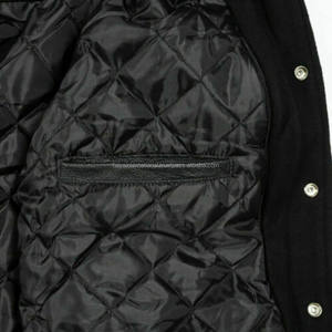 Chaqueta universitaria unisex con cuerpo de lana bordada, Mangas de cuero, cuello levantado, hecha en fábrica, personalizada para la temporada de invierno - Product Image 6