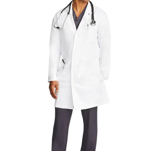 Vêtement médical unisexe en coton 100% avec logo personnalisé en gros, blouse de médecin, uniforme d'infirmière, uniforme blanc pour l'hôpital, blouse de laboratoire blanche à manches longues - Product Image 6