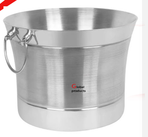 Nuevo enfriador de vino de acero inoxidable de metal de forma ovalada con acabado plateado de aspecto martillado para restaurante y bar de hotel - Product Image 5