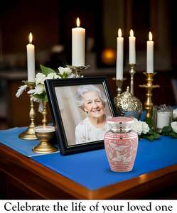 Urna de cremación de recuerdo de pájaros rosas para cenizas con caja en forma de corazón Mini urna hecha a mano Las mejores urnas decorativas Suministros funerarios - Product Image 3