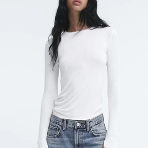 Camiseta de manga larga para mujer, camiseta de manga larga con logotipo estampado personalizado de gran tamaño para gimnasio, ropa informal para mujer, novedad de 2025 - Product Image 5