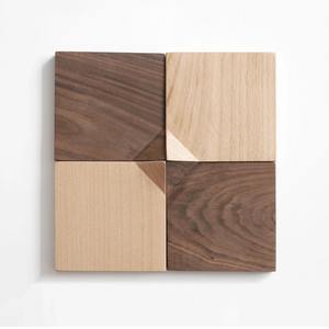 Vente en gros de sous-verres classiques en bois écologiques de 4 pièces sous-verres et porte-gobelets en noyer de haute qualité coussin carré de 4x4 pouces - Product Image 1