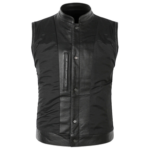 Veste en cuir sans manches tendance pour hommes Gilet d'automne en PU avec décoration brodée Style classique Tissu d'hiver décontracté de grande taille - Product Image 1