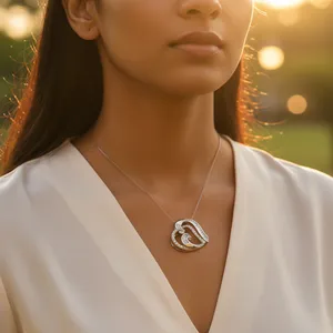 Collar con Colgante de Corazón de Piedra Natural Blanca para Mujer, Certificado por GIA, Joyería de Lujo para Uso Diario, Art Palace, Plata 925 - Product Image 1