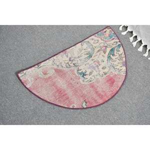 Vintage 2.5 X 1.5ft tapis turc rouge Beige Patchwork Design laine Latex support grande surface Rectangle modèle 10mm Tabriz abstrait - Product Image 4