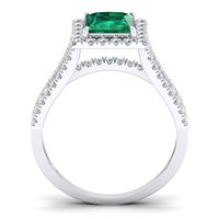 REYES-Bague de fiançailles Halo émeraude 1.25 carats en or 10K, 14K, 18K, moissanite, bijoux fins pour femmes, cadeaux