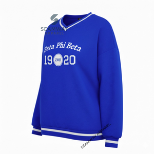 Sudadera de la Hermandad Zeta Phi Beta, Sudadera Informal de Algodón para Mujer, Cuello Redondo, Estilo Universitario, Bordada, Talla Grande - Product Image 3