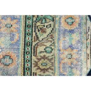 Alfombra Vintage de 2.2x2.2 pies, Alfombra Turca, Alfombra de Lana con Rayas Azules - Product Image 5