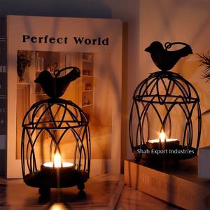 <b>Hanging</b> Tealight Candle <b>Holder</b> for Home and Christmas <b>Lighting</b> Decor Bird Design Black Color Metal Tealight <b>Holders</b> - Product Image 3