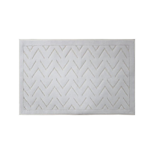 Tapis de bain et de douche Casper 70x120cm en jacquard abstrait teint en fil blanc, production sur mesure - Fabriqué en Turquie - Product Image 2