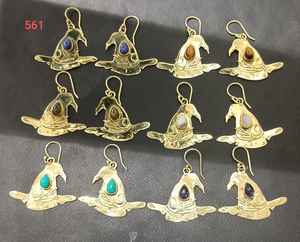 Fashionable Bohemian Gold Silver Plated Brass Hoop <b>Earrings</b> Handmade with Natural Stone Gemstone Crystal Elegant Bohemia Jewelry - Product Image 1