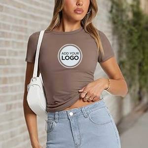 T-shirts à logo personnalisé pour femmes Active Quick Dry Tech Stretch T-shirt à manches courtes et col rond - Product Image 3