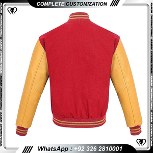 แจ็กเก็ตเบสบอลสำหรับผู้ชายแจ็คเก็ตเบสบอลผ้าปะติดโลโก้ชุดสตรีทแวร์ผลิตตามสั่ง - Product Image 4