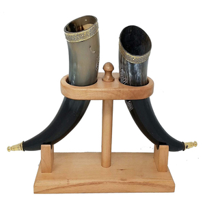 High Demand Image Add to Compare Share Standard Viking Horn Wooden <b>Stand</b> for <b>Drinking</b> Beer Coffee Water for Home Hotel Party - Product Image 6
