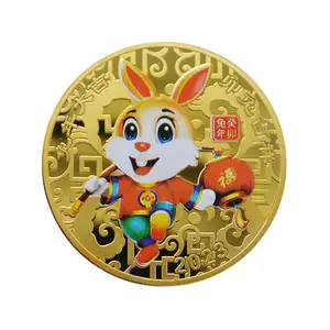 manufacturer mirror effect coin supplier custom rabbit bright gold plating coin