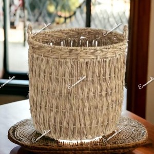 El más vendido, almacenamiento de artesanía ecológico, decoración de lavandería, jacinto de agua, cesta de flores de mimbre de bambú para Cocina, Restaurante - Product Image 5