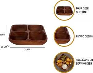 Plateau de service de fruits secs décoratif de Noël au design moderne unique pour table en bois de manguier Plateau de service décoratif - Product Image 4